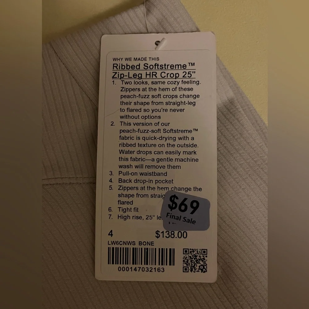 NWT Lululemon Ribbed Softstreme Zip-Leg High-Rise Cropped Pants 25" - Picture 3 of 7